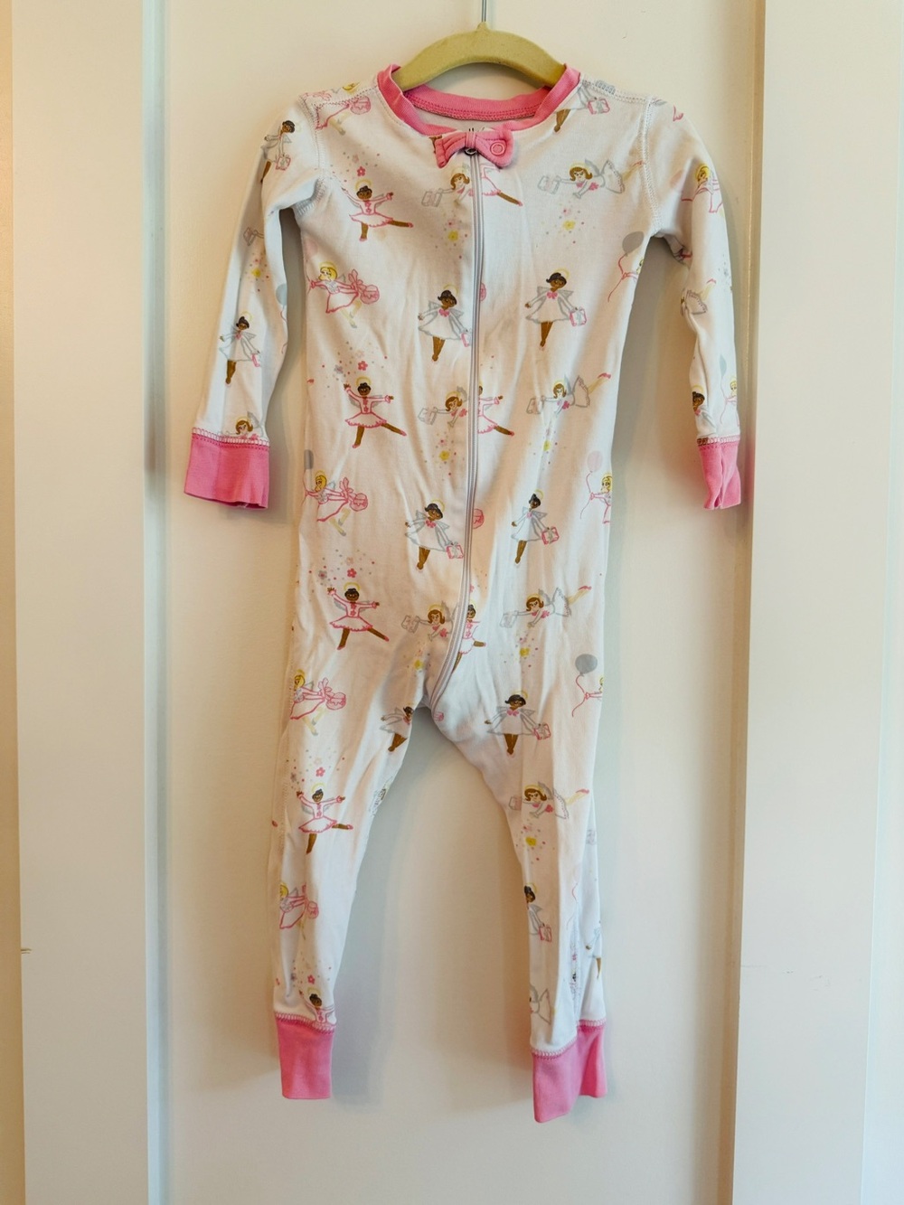 The Beaufort Bonnet Company - White and Pink Ballerina Print - One-Piece Footie